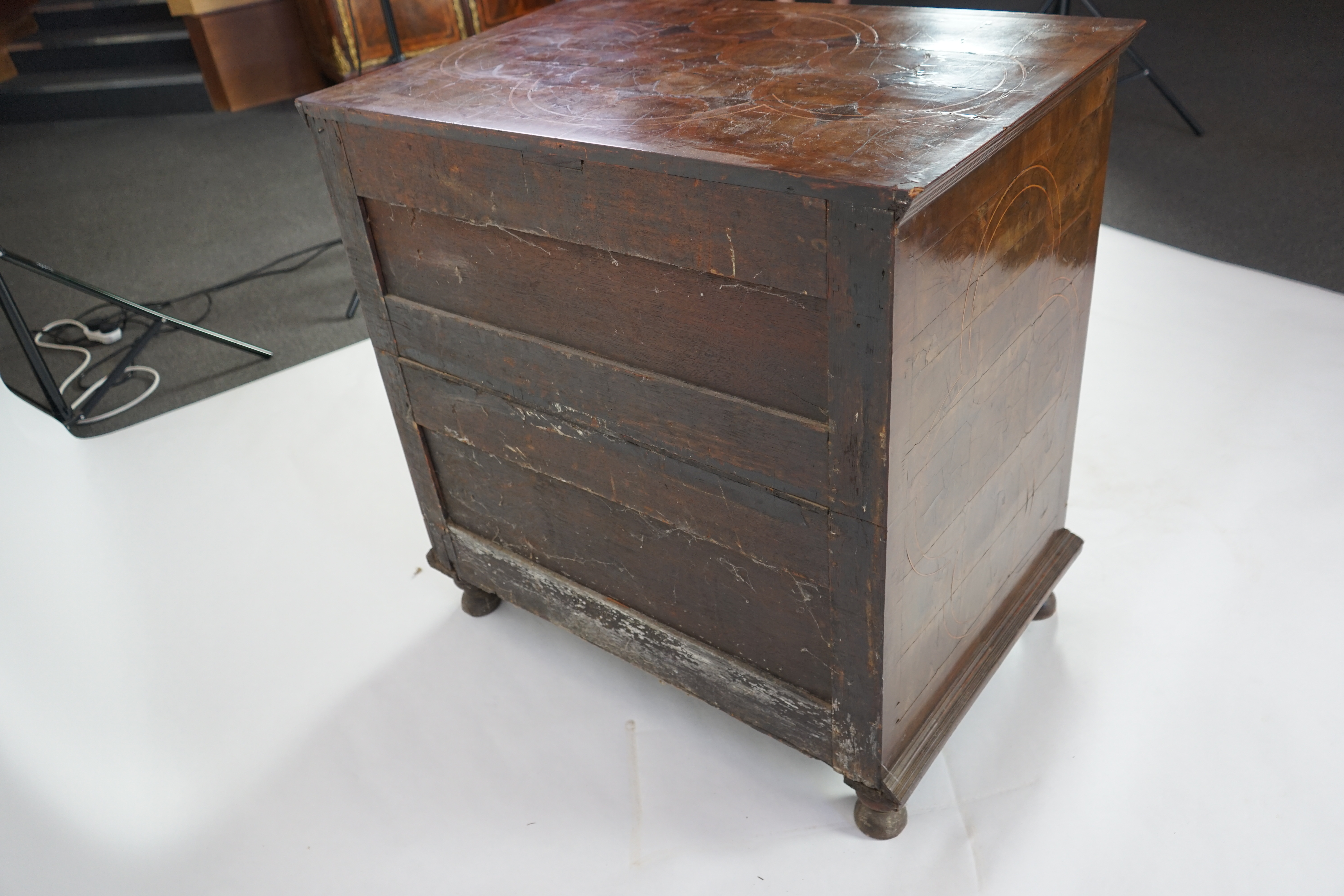 A William and Mary oyster veneered laburnum and walnut chest